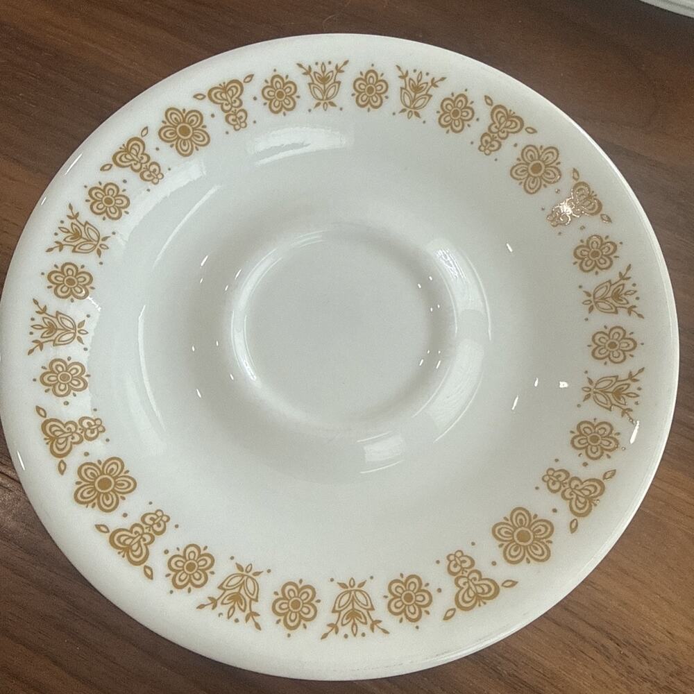 (5) Corelle Golden Butterfly Pattern 6” Saucer Plates